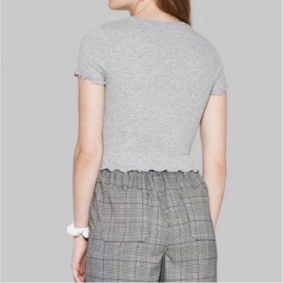 🆕 Target Wild Fable Cropped Thermal Waffle Tee with Lettuce Edge Hem, Size XL - Picture 4 of 15